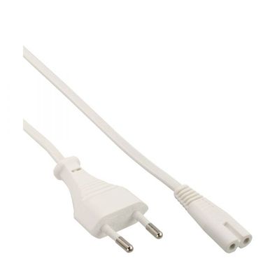 InLine® Netzkabel, Netzstecker auf Euro 8 C7 Stecker, weiß, 1,5m, weiß