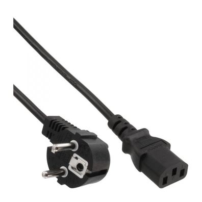 InLine® Netzkabel, Schutzkontakt gewinkelt auf Kaltgerätestecker C13, 7m, schwar