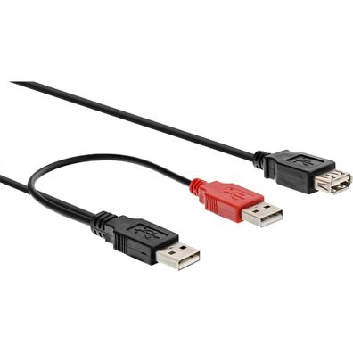 InLine® USB 2.0 Y-Anschlusskabel, 2x Stecker A an Buchse A, 0,2m, schwarz