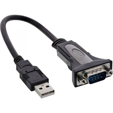 InLine® USB 2.0 zu Seriell Adapterkabel, USB A an 9pol Sub D Stecker, 0,25m, sch