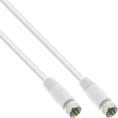 InLine® SAT-Anschlusskabel, 2x geschirmt, 2x F-Stecker, >75dB, weiß, 10m, weiß