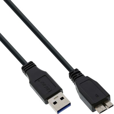 InLine® USB 3.0 Kabel, A an Micro B, schwarz, 1m, schwarz