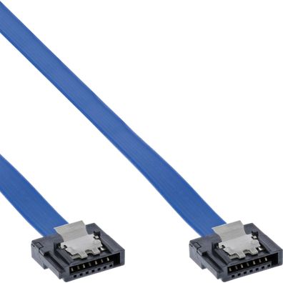 InLine® SATA 6Gb/s Anschlusskabel klein, mit Sicherheitslasche, 0,3m, blau