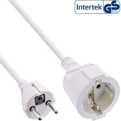 InLine® Strom-Verlängerung Schutzkontakt Stecker / Buchse, weiß, 5m, weiß