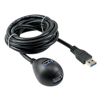 InLine® USB 3.0 Verlängerung, A Stecker / Buchse, schwarz, mit Standfuß, 2m, sch