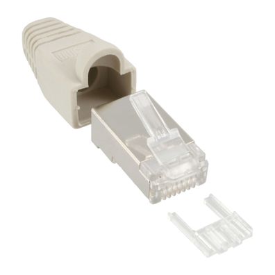 Crimpstecker RJ45 geschirmt, mit Knickschutz und Einfädelhilfe, 10er Pack