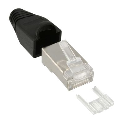InLine® Crimpstecker RJ45 geschirmt, mit Knickschutz und Einfädelhilfe, 10er Pac