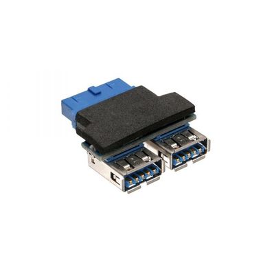 InLine® USB 3.0 Adapter, 2x Buchse A auf Pfostenanschluss, schwarz