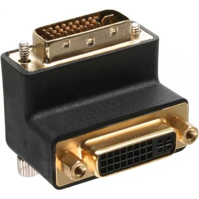 DVI-I Adapter, 90° gewinkelt, digital+analog 24 + 5 Stecker / Buchse, schwarz