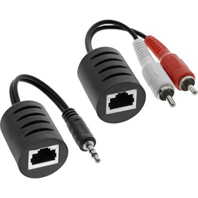 InLine® Audio über RJ45 passiv, 2x Cinch auf 1x Klinke 3,5mm / RJ45 Buchse, max