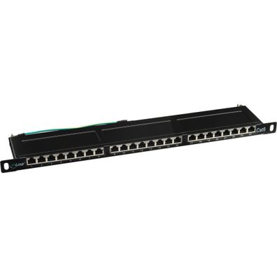 InLine® Patchfeld Cat.6, 24-fach, 48,26cm (19Zoll), 0.5HE, schwarz RAL9005, schw