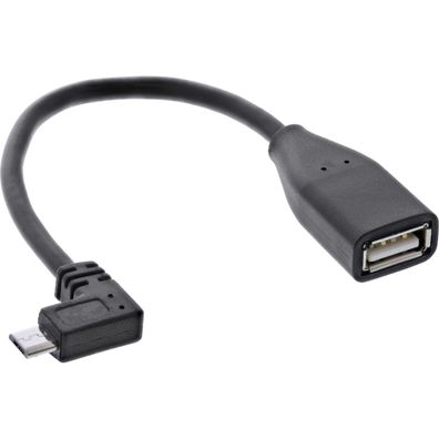 InLine® Micro-USB OTG Adapterkabel, Micro-B Stecker gewinkelt an USB A Buchse, 0