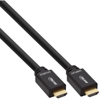 InLine® HDMI Kabel, HDMI-High Speed mit Ethernet, Stecker / aktiv, schwarz / gol