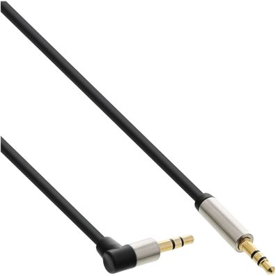 InLine® Slim Audio Kabel Klinke 3,5mm ST/ST, gewinkelt, Stereo, 1m, schwarz