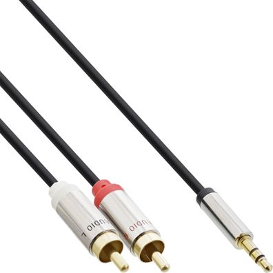 InLine® Slim Audio Kabel Klinke 3,5mm ST an 2x Cinch ST, 3m, schwarz