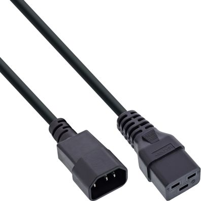 InLine® Netz Adapterkabel, IEC-60320 C14 auf C19, 3x1,5mm², max. 10A, schwarz, 3
