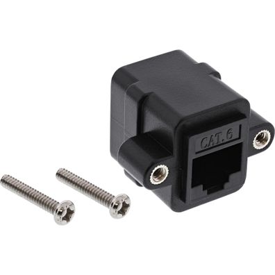 InLine® Patchkabelkupplung Cat.6, UTP, 2x RJ45 Buchse, zum Einbau, schwarz