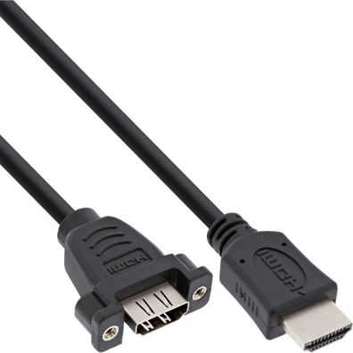 InLine® HDMI 4K2K Adapterkabel zum Einbau, HDMI A Stecker/Buchse, 0,6m, schwarz