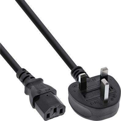 InLine® Netzkabel, Netzstecker England auf Kaltgerätestecker C13, 5m, schwarz