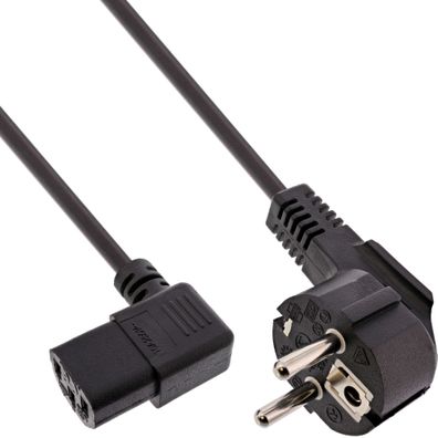 InLine® Netzkabel, Schutzkontakt gewinkelt auf Kaltgerätestecker C13 links abgew