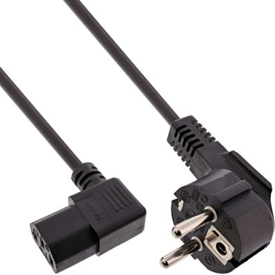 InLine® Netzkabel, Schutzkontakt gewinkelt auf Kaltgerätestecker C13 rechts abge