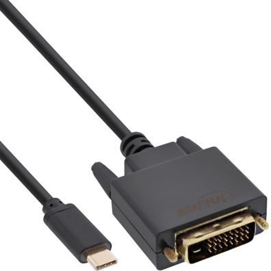 InLine® USB Display Kabel, USB Typ-C Stecker zu DVI Stecker (DP Alt Mode), schwa