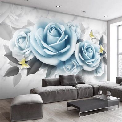 Premium 3D Wandtapete - Weiß Rosa Rosen in Reliefoptik - Moderne elegante 10207