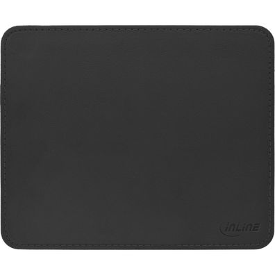 InLine® Maus-Pad Premium Kunstleder, schwarz, 255x220x3mm, schwarz
