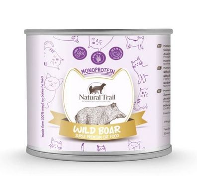 Natural Trail Monoprotein Wild Boar Nassfutter 6x185g - 100% Wildschwein Katze