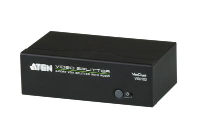 ATEN VS0102 Video-Splitter VGA/Audio 2-Port-Verteiler 450 MHz, schwarz
