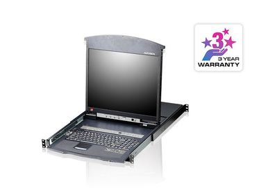 ATEN KL1508AN US Cat.5 KVM-Switch 8-Port, 19Zoll-LCD, Dual-Rail, US-Layout