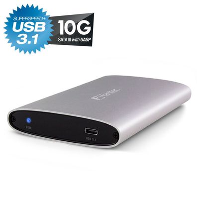 FANTEC ALU-25U31 2,5Zoll USB 3.1 Aluminium Gehäuse für SATA HDD/SSD, silber, sil