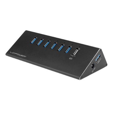 LC-Power LC-HUB-ALU-2B-7, 6-fach USB 3.0-Hub, Aluminium, schwarz