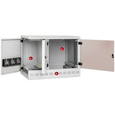 19Zoll Wandschrank 3-in-1, 12 + 6+2HE, Triton RFA-12-A95-BAX-A12, 700mm hoch, Glas