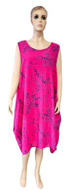 Italy Sommerkleid Baumwollkleid Kleid ohne Arm blauer Print leichte O-Form in Pink
