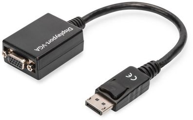 Assmann DisplayPort Adapterkabel DP - HD15 0.15mDP 1.2 sw