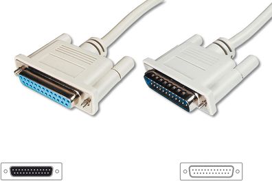 Digitus Datatransfer Verlängerung D-Sub25 St/Bu 10.0m, beige