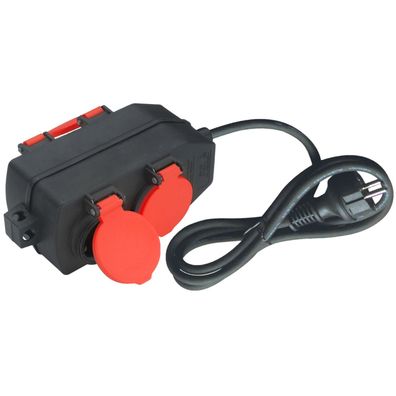 Mehrfachstecker Garten-Steckdose Stromverteiler 4-fach IP44 10m Haken Werkstatt