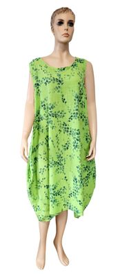 Italy Sommerkleid Baumwollkleid Kleid ohne Arm blauer Print leichte O-Form in Grün