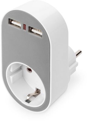 Digitus Universal Steckdosenadapter mit 2 x USB-A