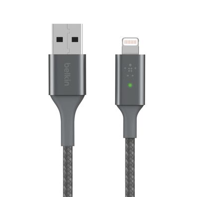 Belkin Smart LED USB-A auf Lightning Kabel, 1,2m, grau