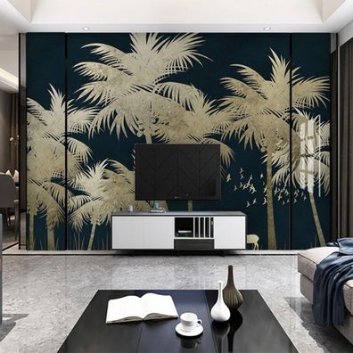 Wandtapete - Hirsch & Palmenwald - Moderner Light Luxury Stil 10213
