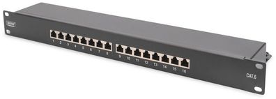 Digitus 1HE CAT 6 Klasse E Patch Panel geschirmt 16-Port RJ45
