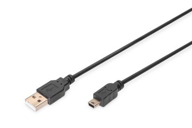 Digitus USB 2.0 Anschlusskabel, Typ A - mini B (5pin), 3.0m