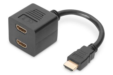 Digitus HDMI Y-Verteilerkabel Typ A-2xA St/Bu 0.2m Full HD sw
