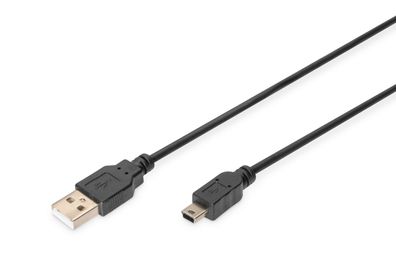 Digitus USB2.0 Anschlusskabel, Typ A - mini B (5pin) 1.0m