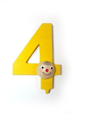 Holzdekoration Holzzahl "4" BxHxT 4x7x2cm NEU Zahl Nummer Ziffer Geburtstag