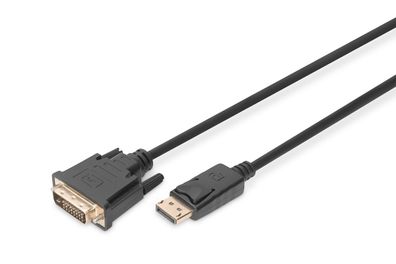 Digitus DP Adapterkabel, DP - DVI St/St, 3.0m, Verriegelung