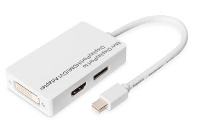 Digitus DP Verteilerkabel, miniDP - DP+HDMI+DVI St/Bu, 0.2m,