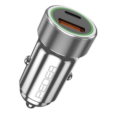 PEDEA KFZ-Schnelladegerät ZollDualZoll PD 20 Watt USB Typ A/C, silbe